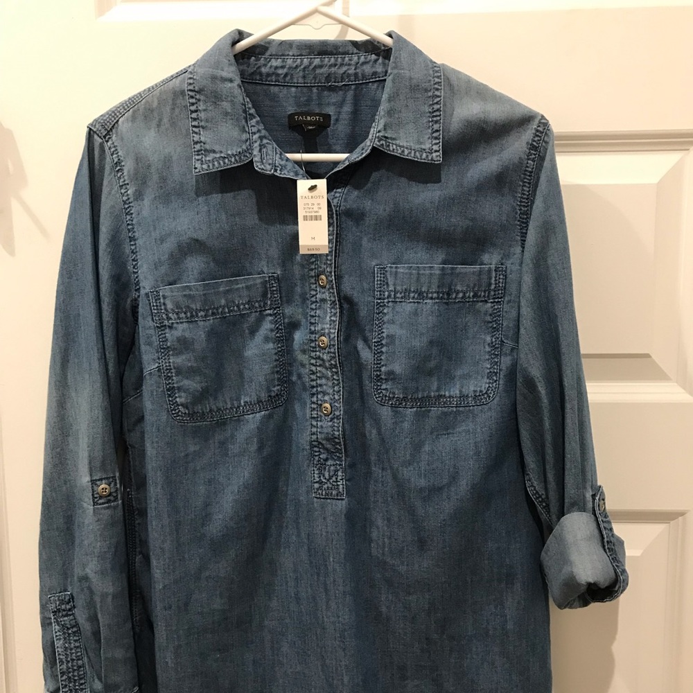 NWT Talbots denim camp shirt. Size M